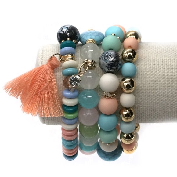 Bracelet Assorted Colors Four Strands Tassel Charm. OS. - Picture 2 of 2